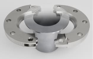 Marzolf interlocking split flange backing ring fitted to steel pipe
