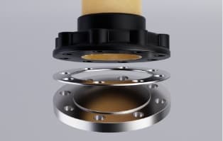 Marzolf compensation rings, spacer plates, and filler rings stacked beneath a split flange