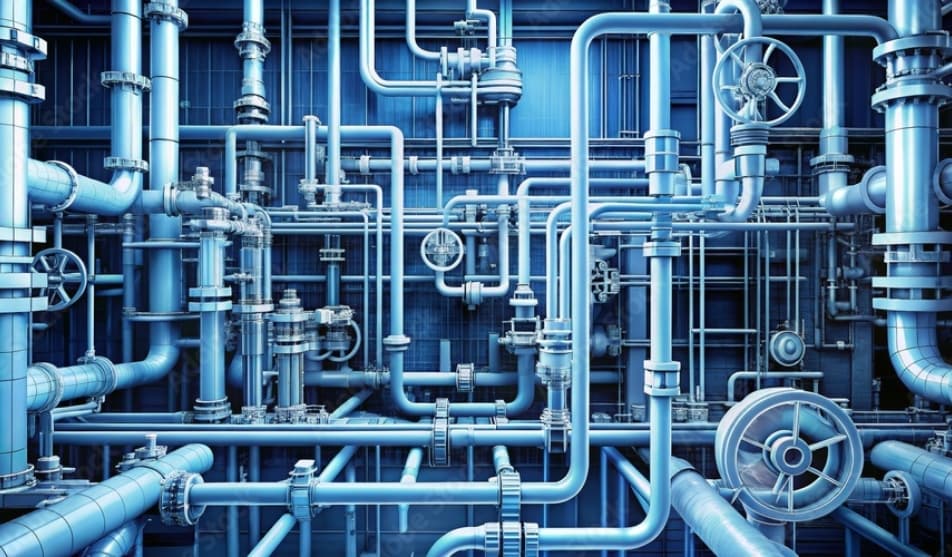 Industrial fluid processing piping installation